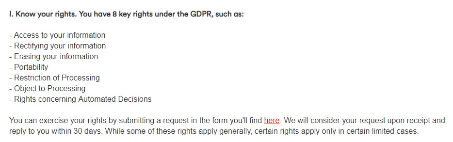 Virgin Media: GDPR FAQ - User rights section