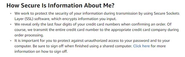 Privacy Policy of Amazon.com: Security Clause