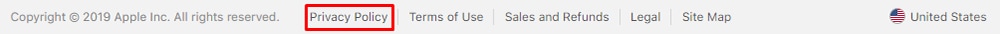 Apple.com Website Footer with Privacy Policy Link