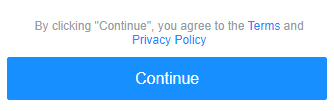Yahoo Create Account form with Continue button to agree to Terms and Privacy Policy