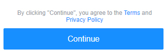 Yahoo Create Account form with Continue button to agree to Terms and Privacy Policy
